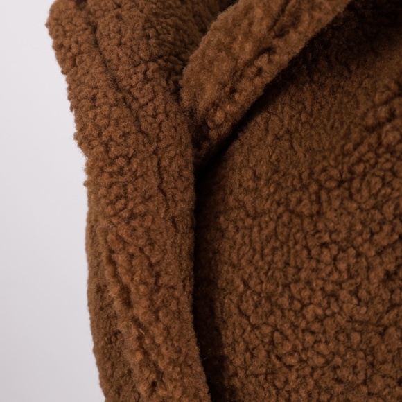 Bershka Zara Womens Teddy Coat Brown Shearling new - Picture 2 of 8
